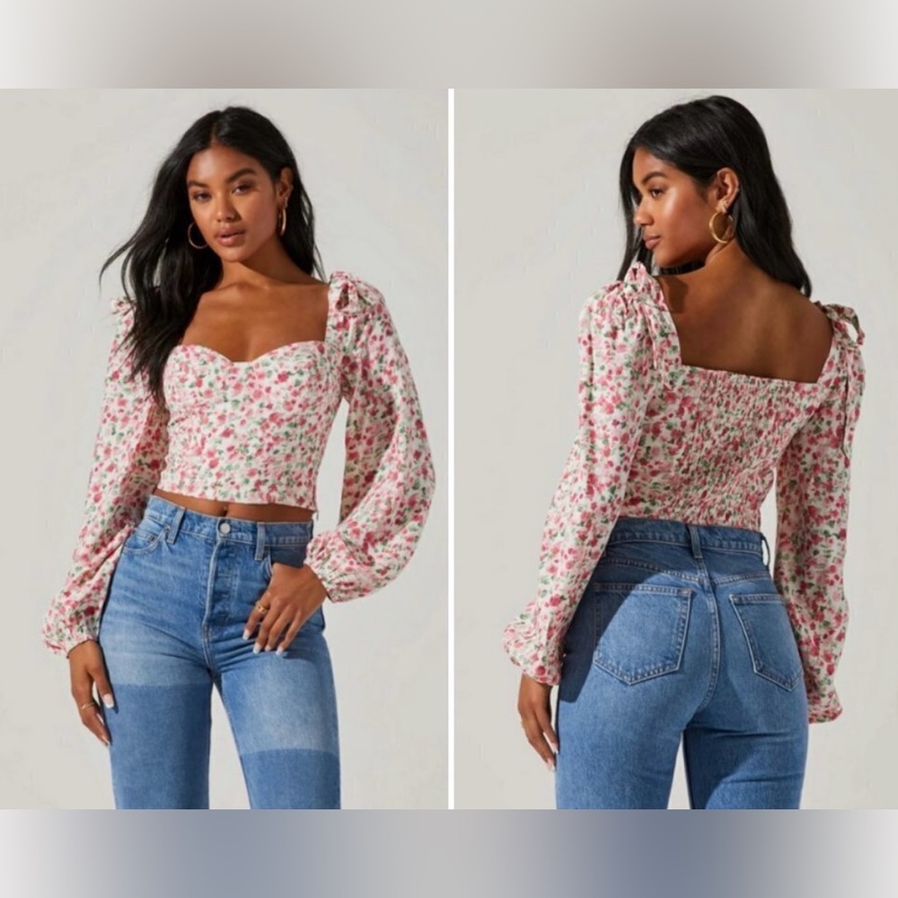 Astr White Cream Ruched Bustier Blouse